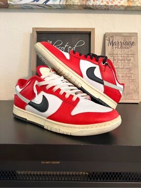 Nike Men’s Dunk Low Chicago Split Red/White Low-Top Sneakers